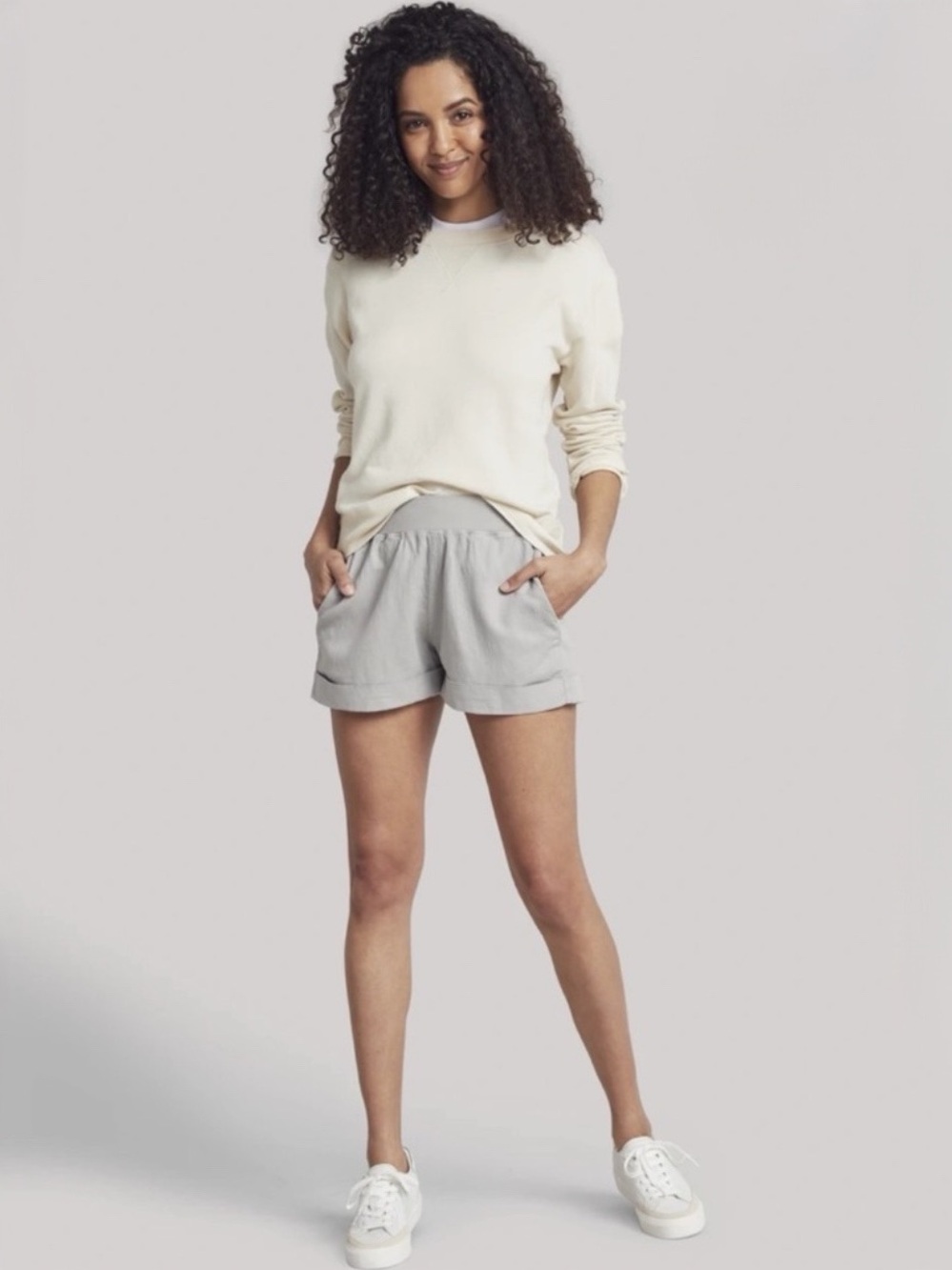 Faherty Grey Linen Boho Shorts
